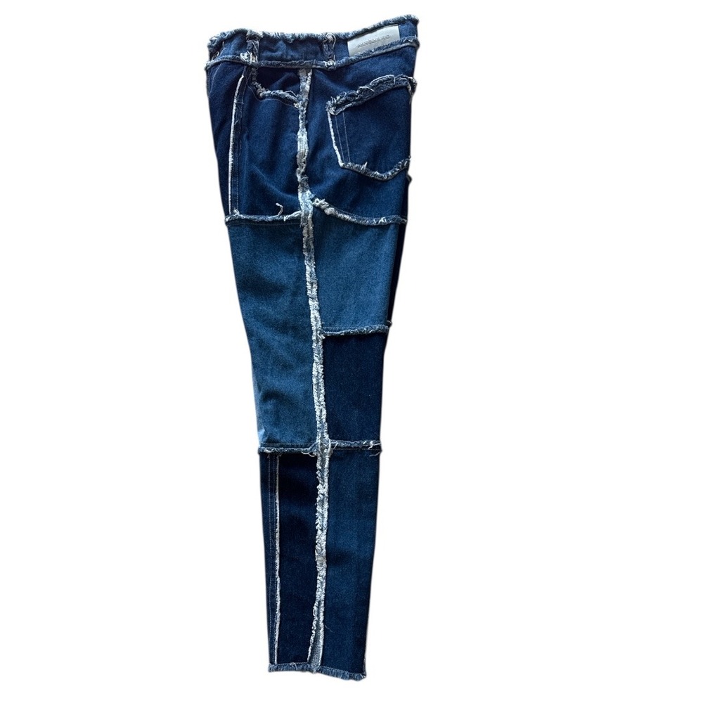 Maniere De Voir Patchwork Denim Jeans‎ Distressed Raw Hem High Waisted  Size 6 - Picture 8 of 11